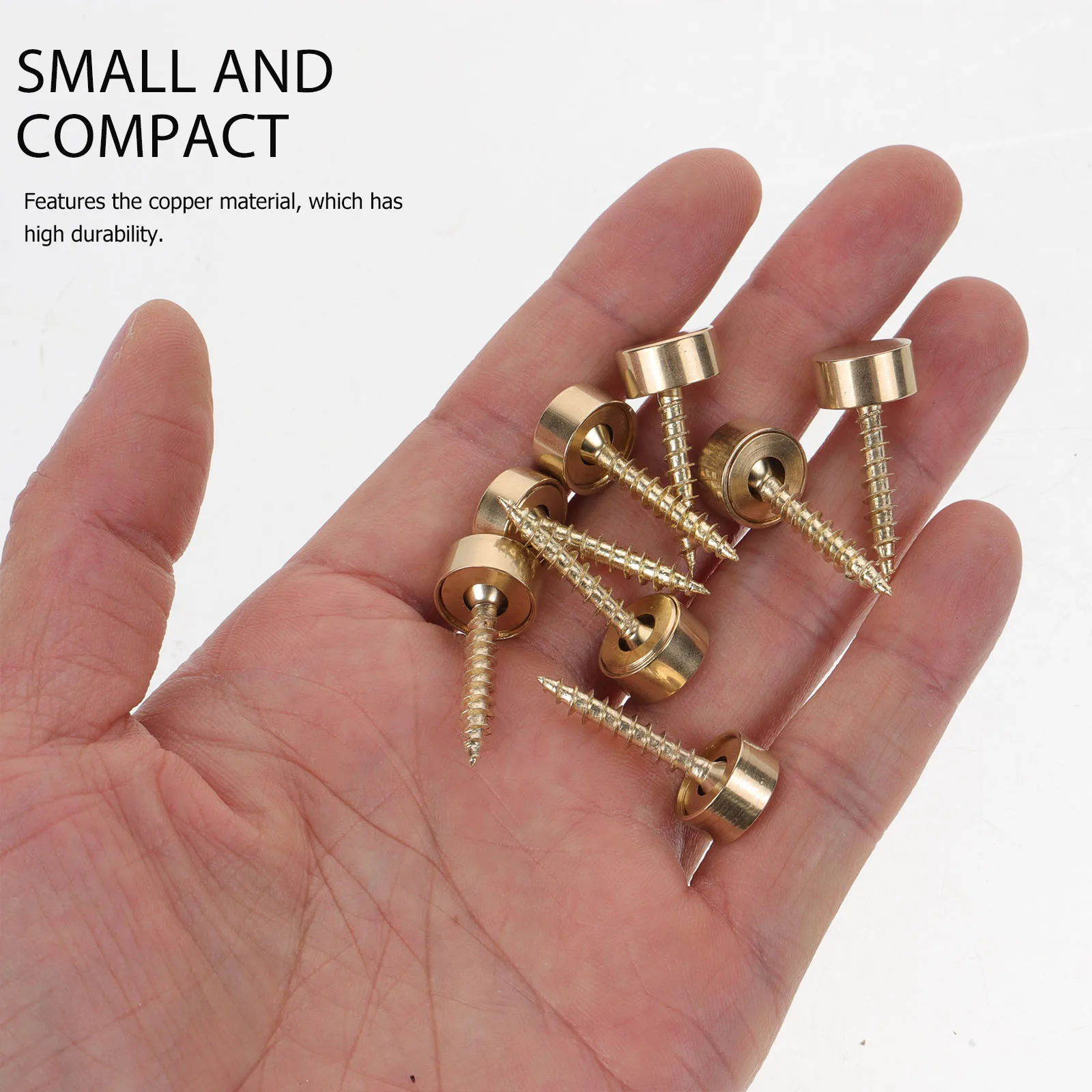 

8 Pcs 12mm Copper Decorative Screw Caps Self Tapping Screws for Wall Mounting Furniture Renovation Mirror Screws Cover