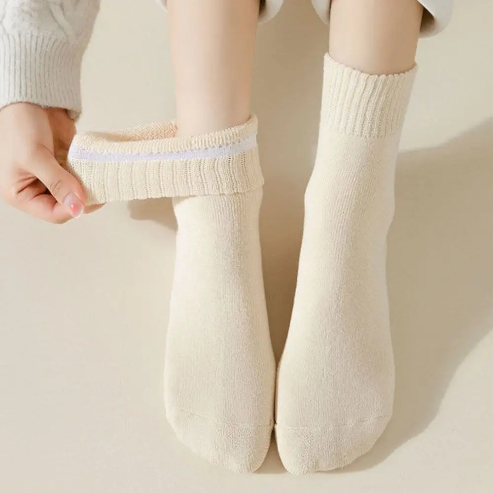 New Polyester Winter Warmer Thicken Sock Thermal Wool Medium Tube Sock Cashmere Snow Socks Seamless Sleeping Socks