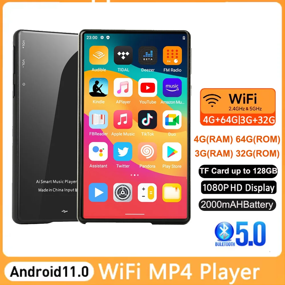 128GB/64GB Mini WiFi MP4 Player Android 11 5.0