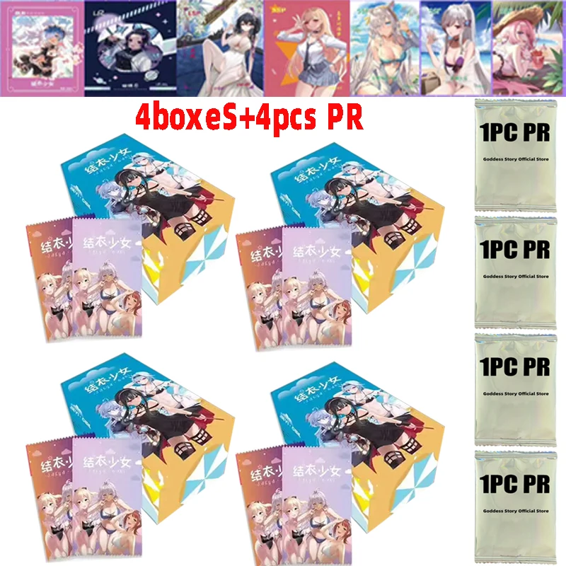 Wholesale 4boxes New Goddess Story Jieyi Girl Cards Metal Cards Anime Game Girl Party Swimsuit Bikini Feast Booster Box Toys