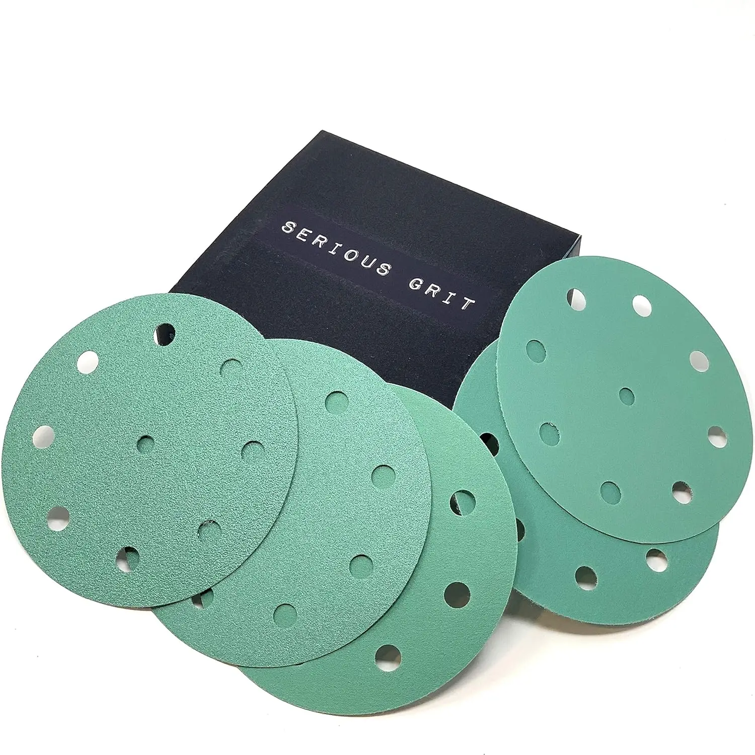 

5-Inch 9-Hole Sanding Discs (80-220 Grit, 10 Each) - Heavy-Duty Hook & Loop - for Random Orbital Sanders - 50-Pack