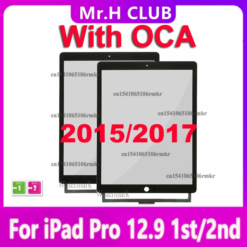 Front Outer Panel Glass With OCA For iPad Pro 12.9 2015 2017 A1652 A1584 A1670 A1671 A1821 Touch Screen Digitizer Replacement