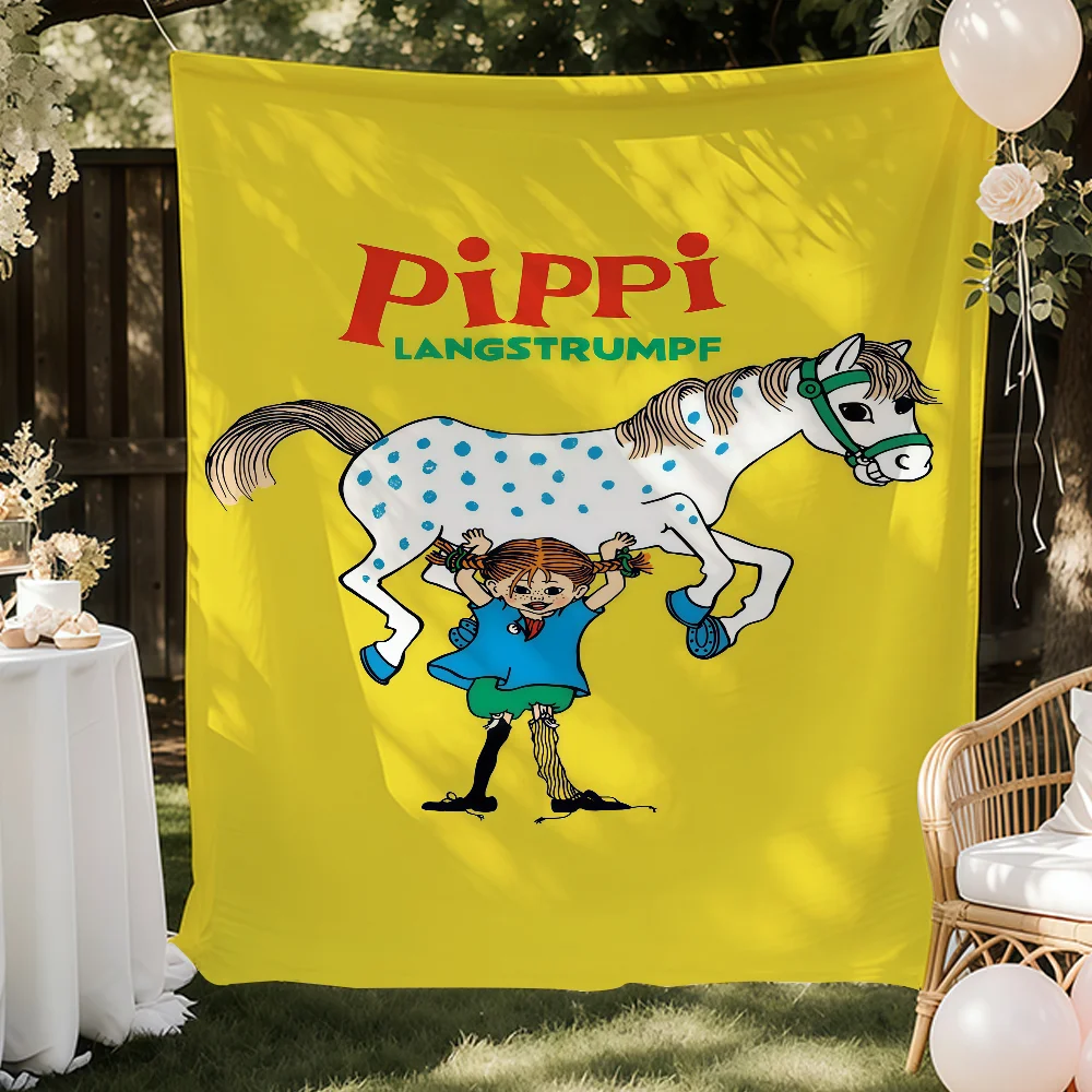 Cartoon P-Pippi Langstrumpf, niedliche Flaggen-Kunstdrucke, geeignet zur Dekoration von Wohnzimmern, Schlafzimmern, Universitätswohnheimen