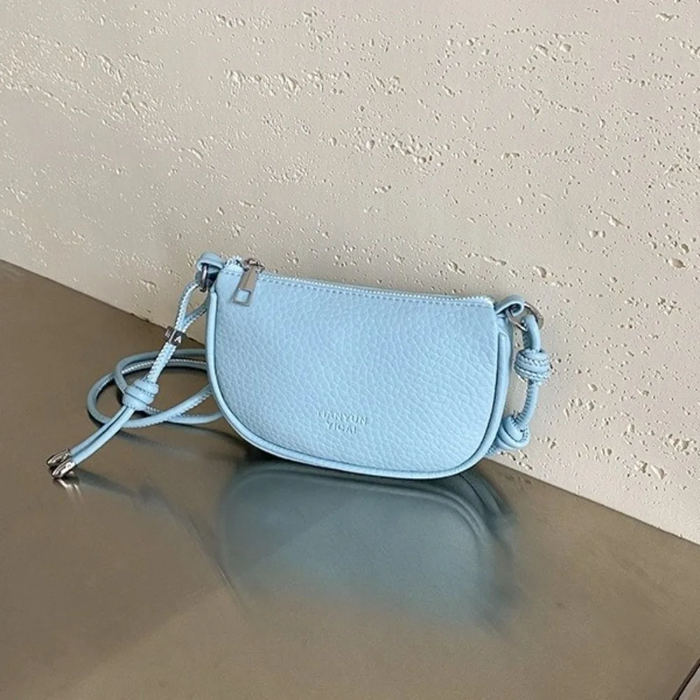 Minimalist Polyester Lining Mini Shoulder Bag Lychee Grain Lightweight Underarm Purse Solid Color Portable Handbag Casual
