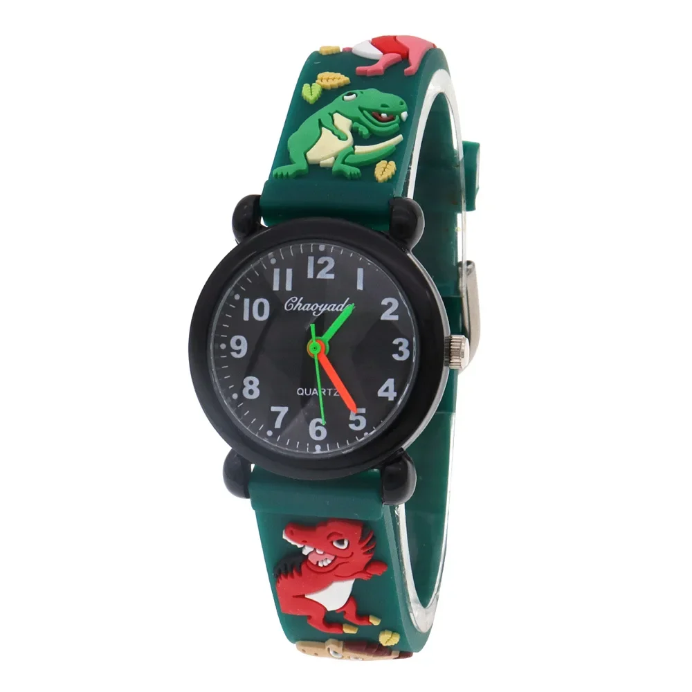 Neue Sommer Jungen Mädchen Mode Dinosaurier Silikon armband Quarzuhren Kinder Kinder Studenten coole wasserdichte Digitaluhren schwarz