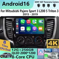 Radio para Auto con Android 16 y Carplay para Mitsubishi Pajero Sport 3, L200 5, Triton 3 (2015-2019), GPS, Reproductor Multimedia de Video