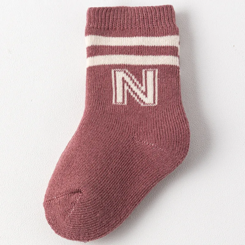 

3 Pairs Baby Toddler Infant Letter Socks Knitted Multiple Color Soft Cotton Sock Warm Cute Stripe Knee High Crew Socks for Kids