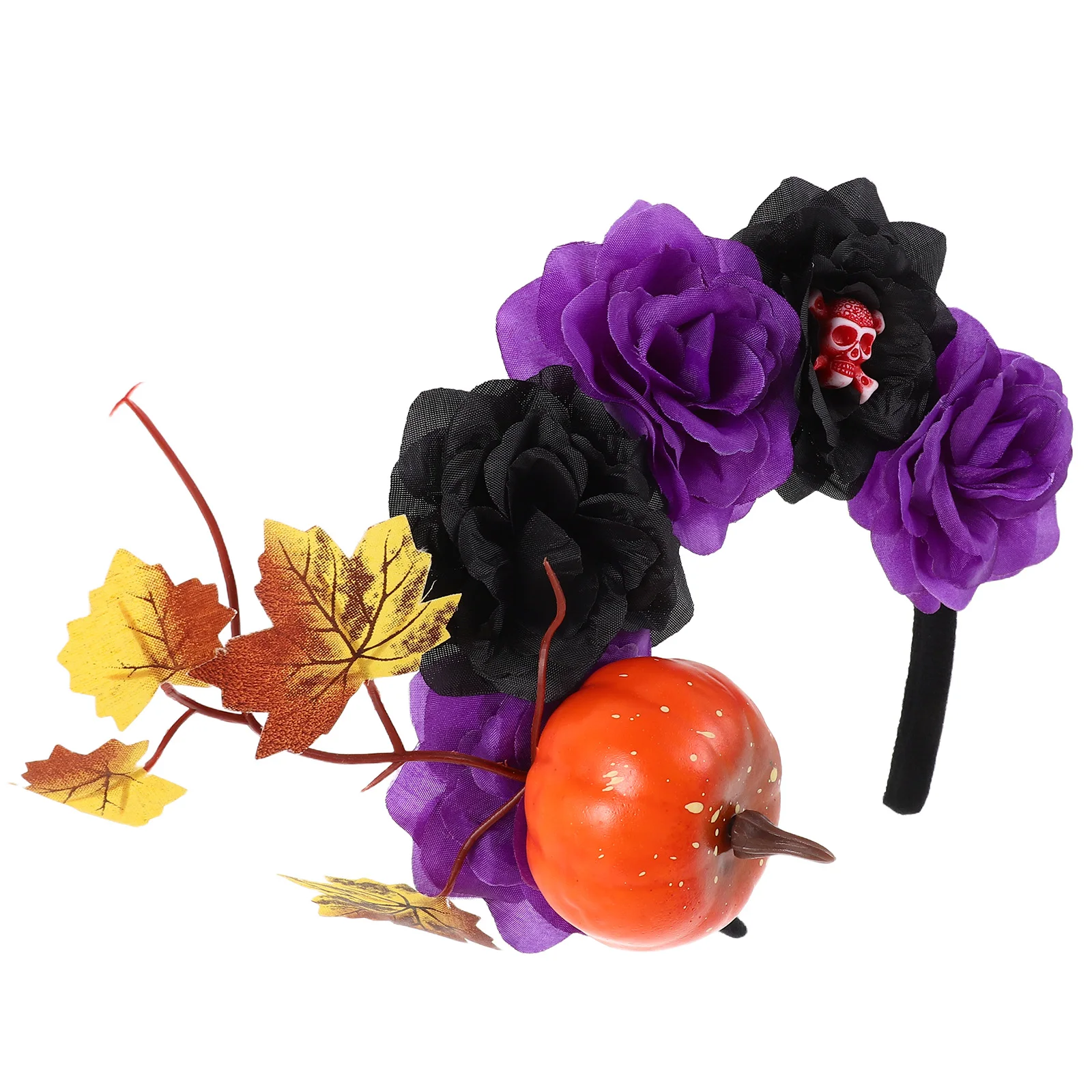 

Pumpkin Skull Hair Hoop Vintage Floral Design Halloween Party Accessory Reusable Craftsmanship Hairband Cosplay Headbands
