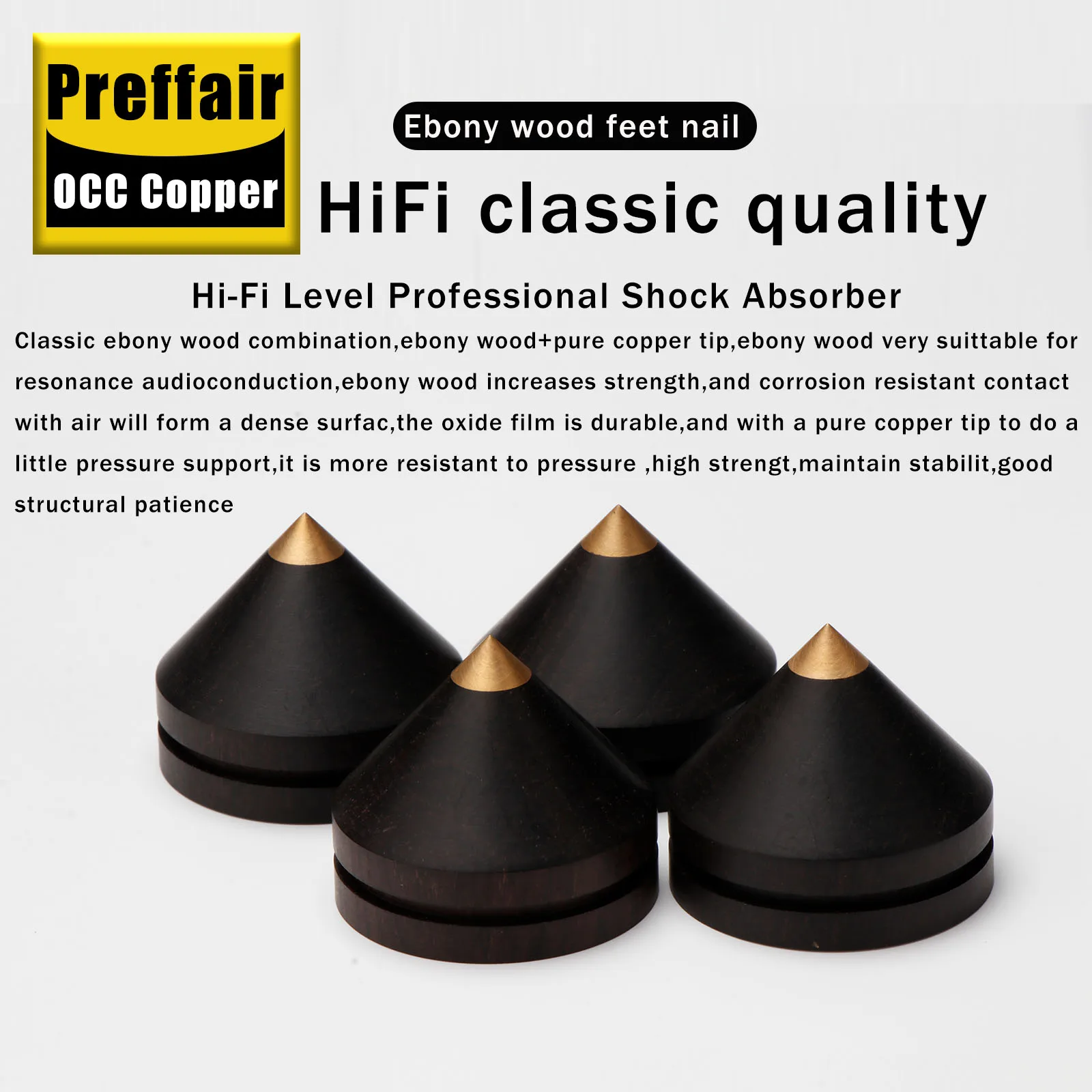 4 Stücke Ebenholz Lautsprecher Spike Pad Lautsprecher Verstärker Stoßfest Ständer Isolation Füße Basis Pad 33mm – Detail 5