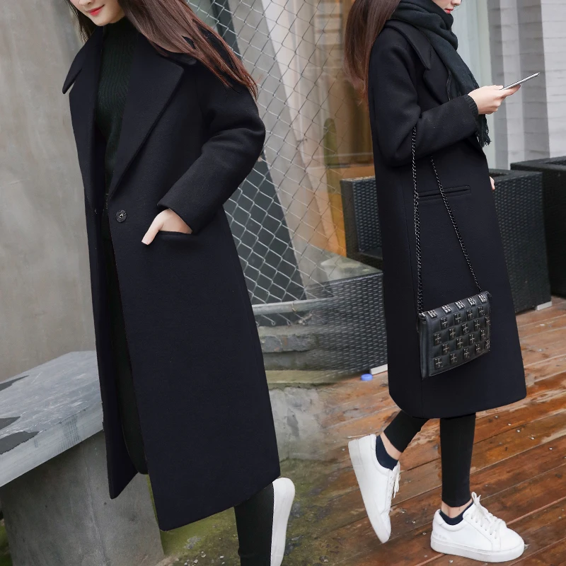 2023 Winter New Single Button Coat for Women Casual Wool Coat and Jacket Solid Women Clothes Korean Parka Thicken Wool Coat