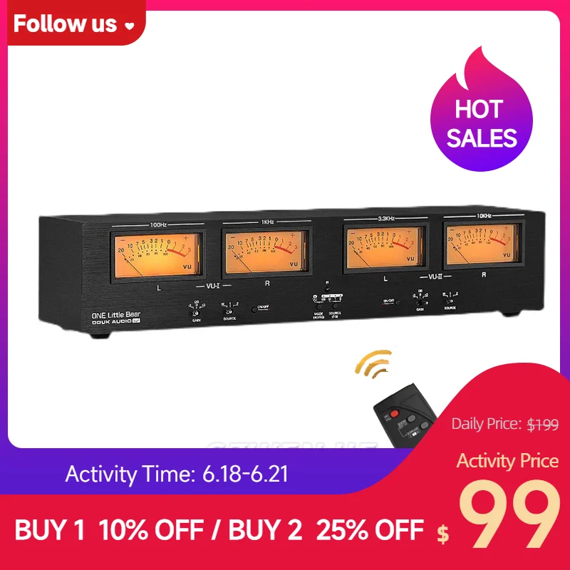

Four Analog VU Meter DB Panel Display 4-way Amplifier / Speaker Audio Switcher Box Selector Music Spectrum Visualizer