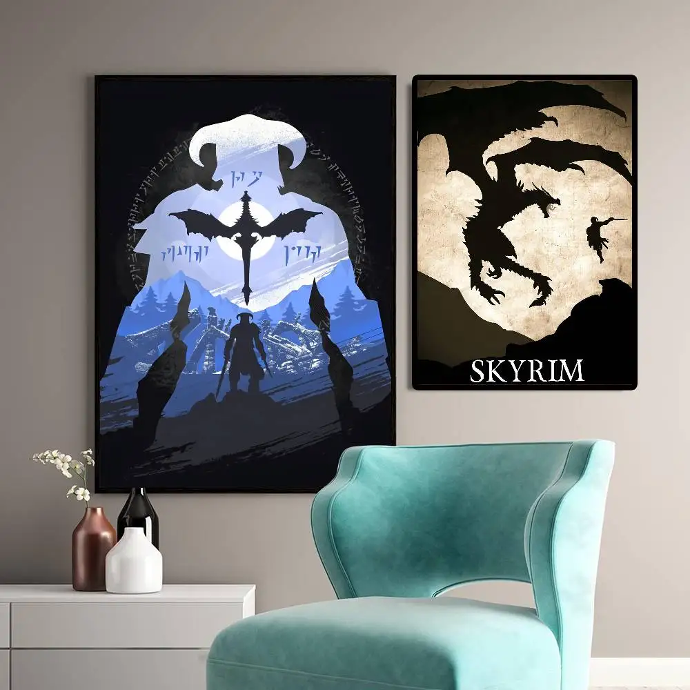 Vediogame T-The Elder S-Scrolls V Skyrim ملصق فني مع مطبوعات غرفة نوم المنزل غرفة المعيشة الديكور هدية #6