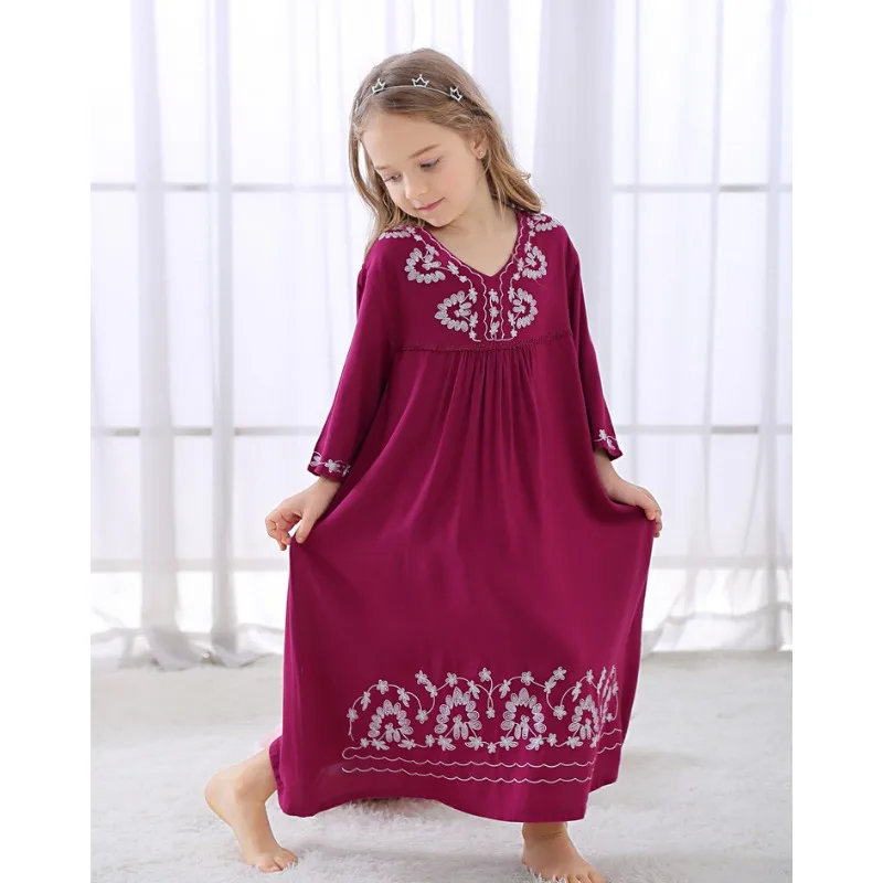 Girls Dress Summer Woven Soft Cotton Computer Embroidered Dress