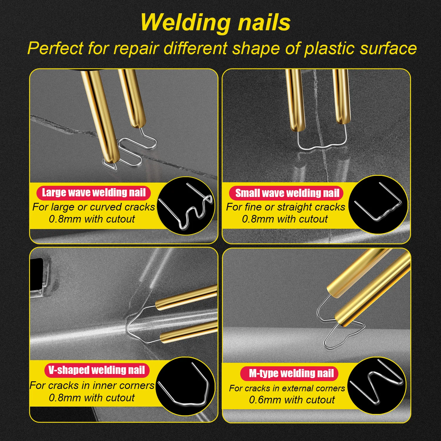 Plastic Welder 100W Heat Gun 200pcs Hot Staplers Plastic Welding Machine Bumper Soldering Iron Staples Car Repair Tools Kit