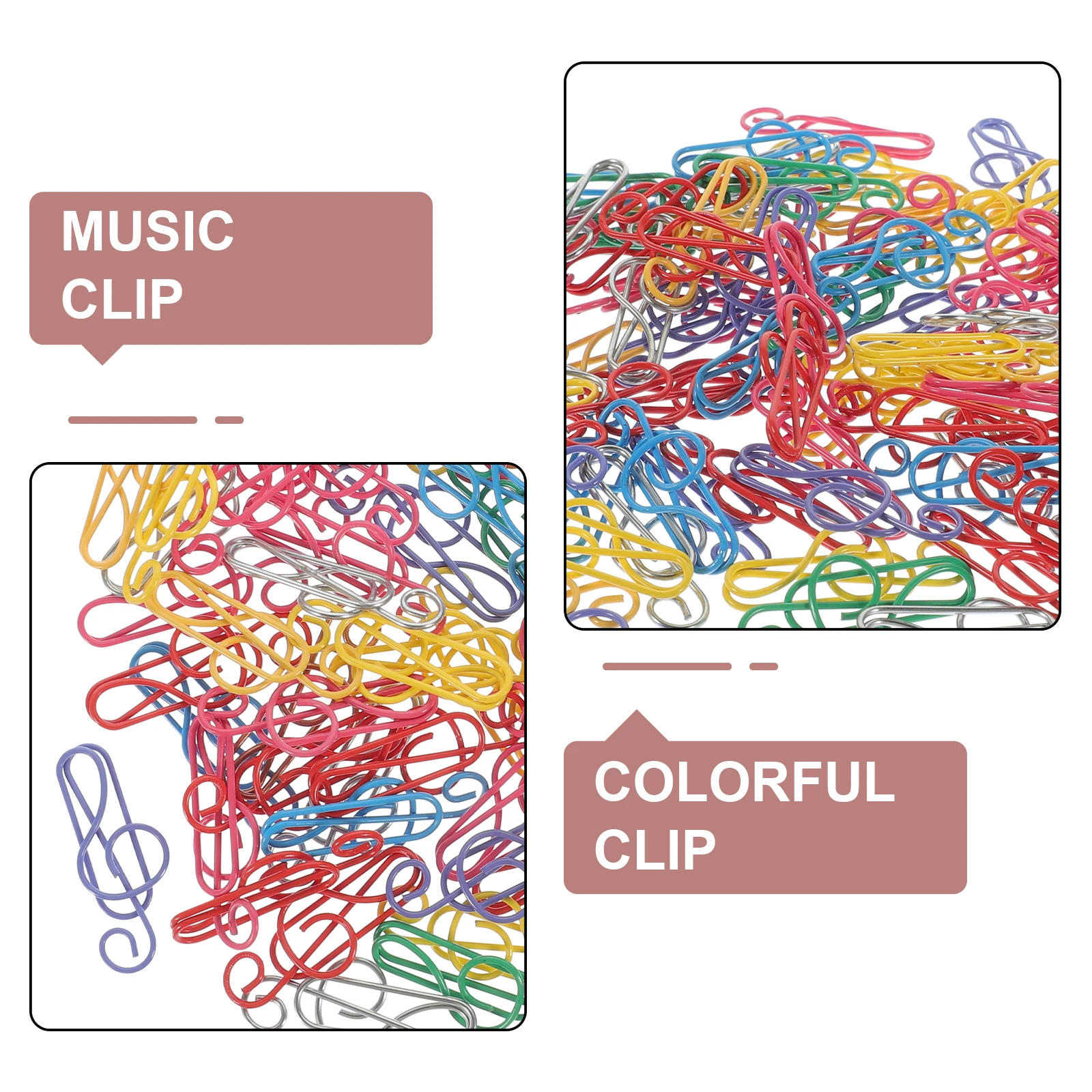

50pcs Colorful Music Note Shaped Paper Clips Creative Cartoon Metal File Office Document Clamps Supplies Mixed Colors
