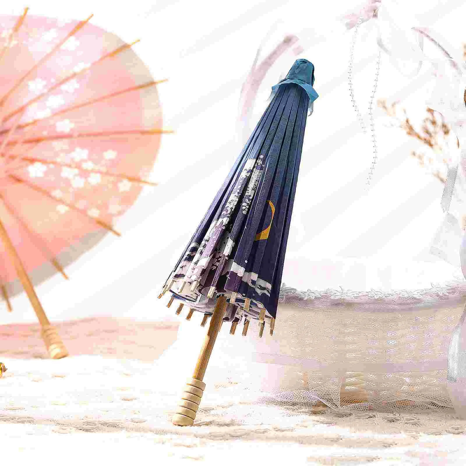 2 Pcs Paper Umbrella Oil Ornament Colorful Oiled Classical Photography Prop Chinese Style Decorate