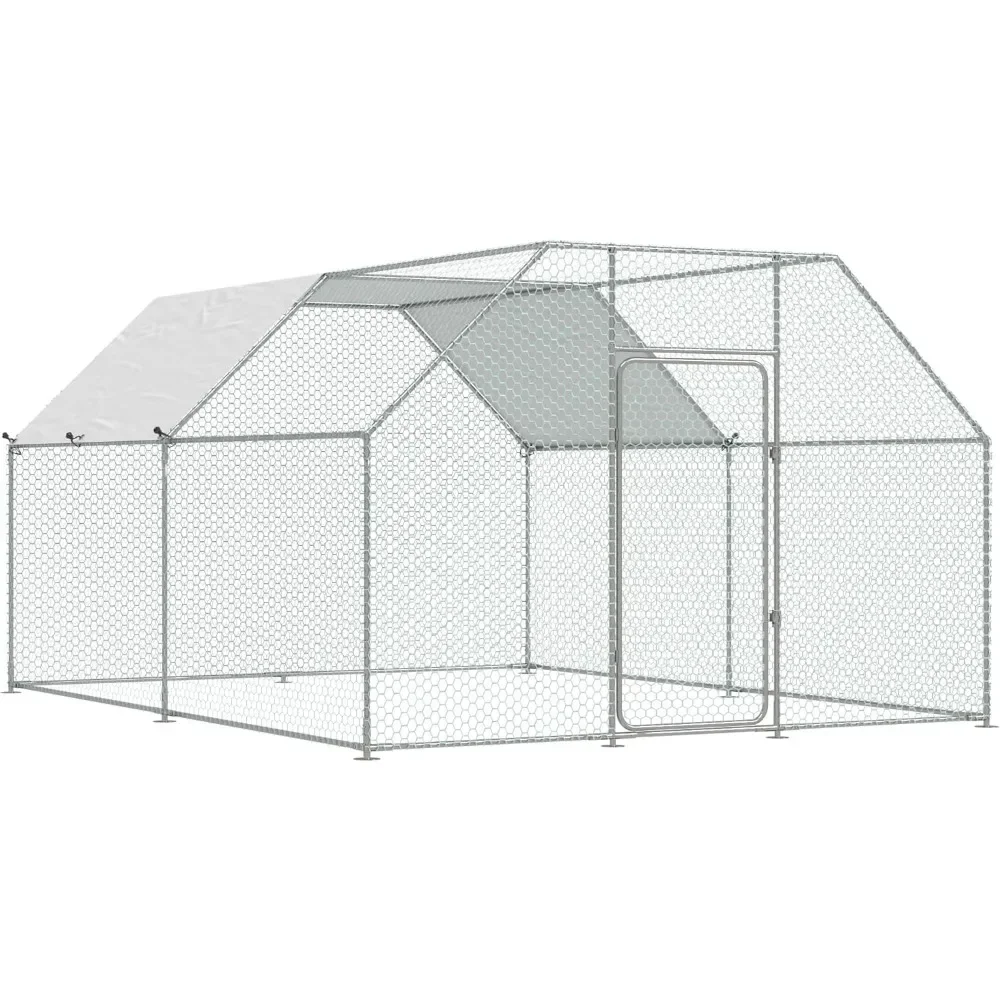 

Large Metal Chicken Coop Run for Yard with Cover, 13x10x6.4 FT Walk-in Chicken Pen for Outdoor, Backyard, and Farm