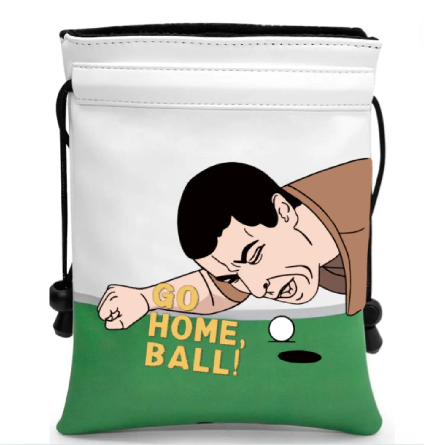 Funny Golf Valuables Pouch, PU Leather Golf Tee Pouch with Drawstring Closure Golf Ball Handbag Portable Ball Pouch