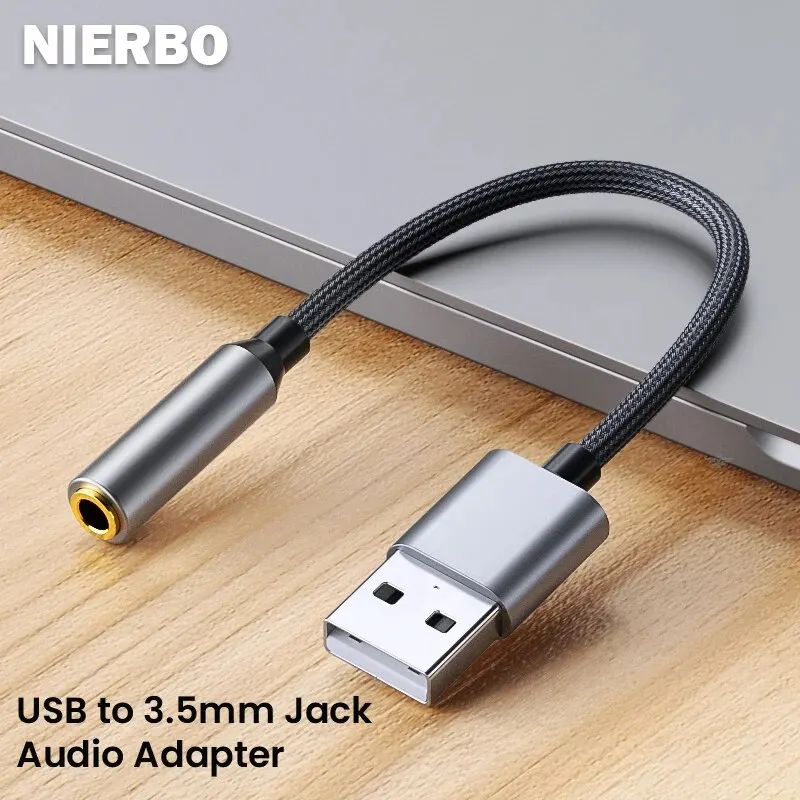 NIERBO USB to 3.5mm Audio Jack Adapter USB A to 3.5mm TRRS USB to Audio Jack Adapter Headset External Stereo Sound Card