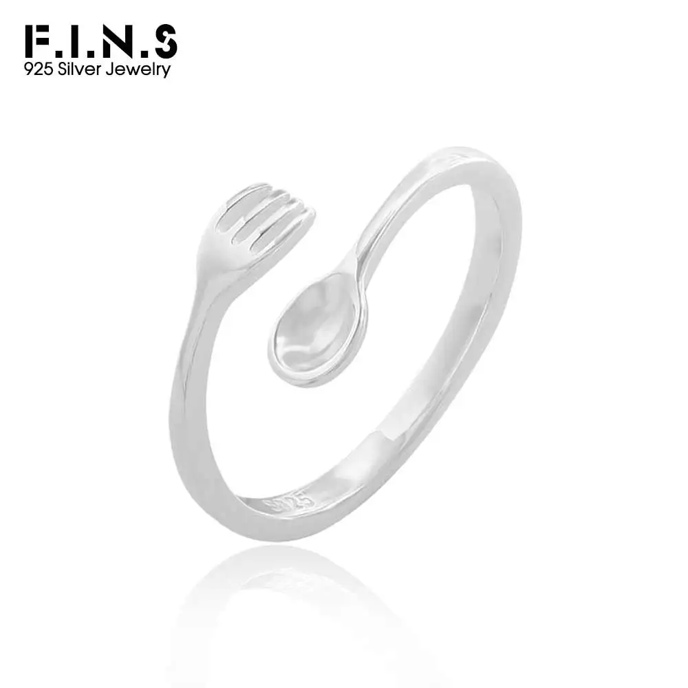 

F.I.N.S Original INS Design Fork Spoon S925 Sterling Silver Ring Chic Anti-Allergy Opening Adjustable Finger Fine Jewelry