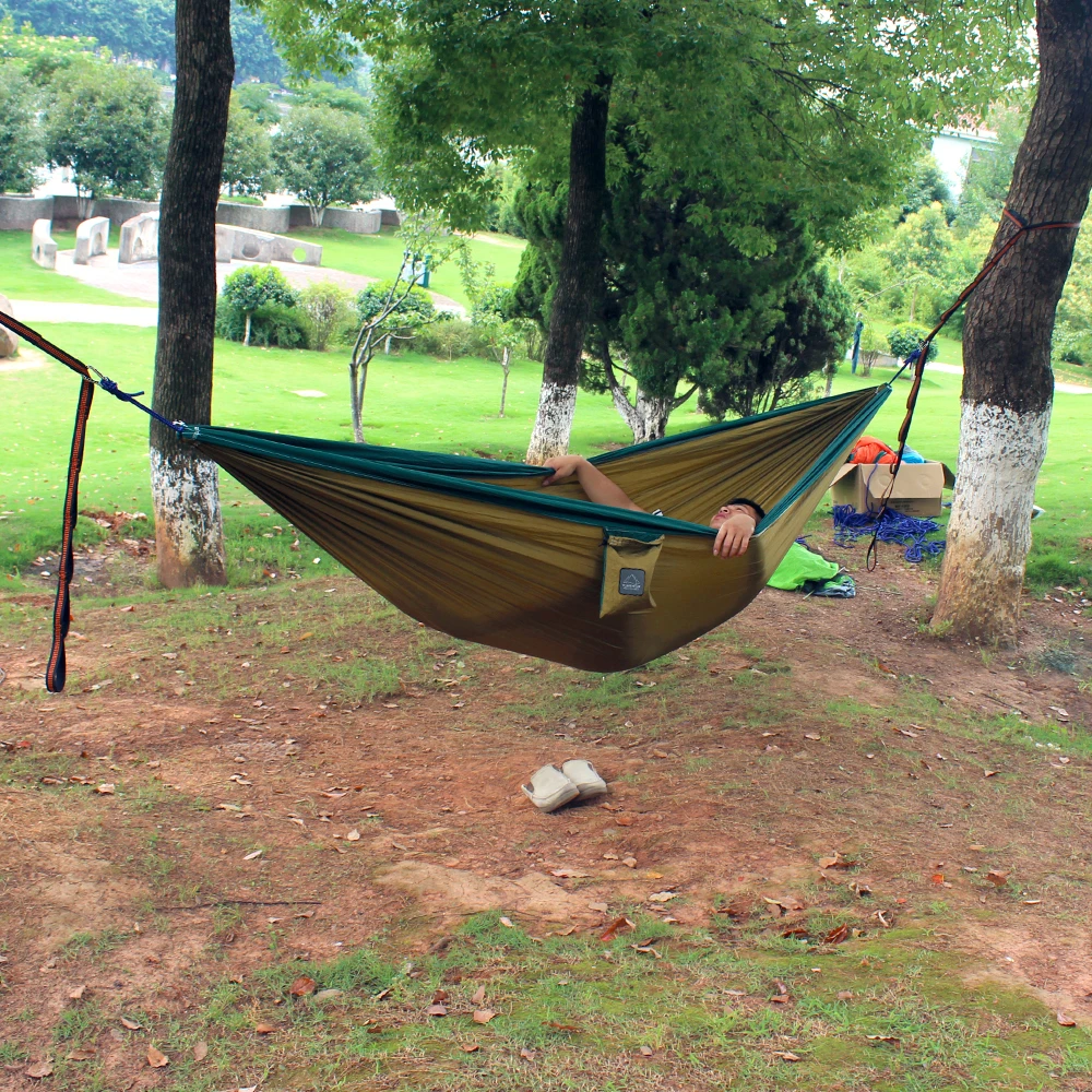300*200cm Double size super light weight Portable Nylon Camping Hammock for outdoor Sleeping leisure image 6
