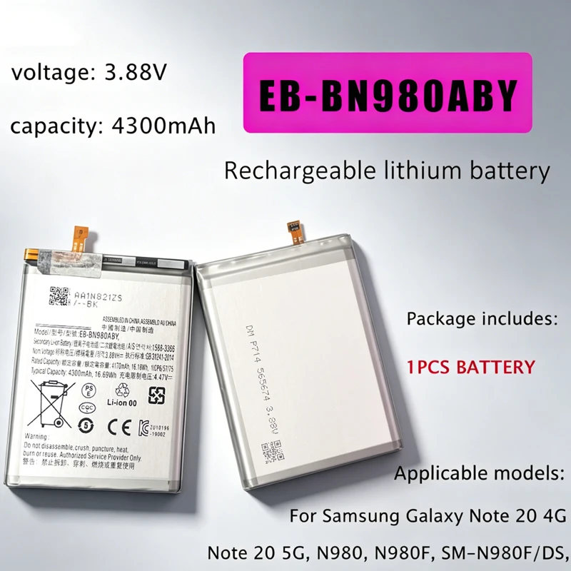 EB-BN980ABY Battery 4300mAh Mobile Phone Replacement Bateria for Samsung Galaxy Note 20 4G Note 205G N980 N980F SM-N980F/DS N981