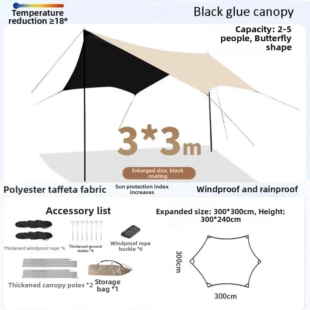 3x3-3x45m-camping-tarp-shade-with-pole-large-camping-tent-sunscreen-rainproof-waterproof-octagon-butterfly-shade-sunshade