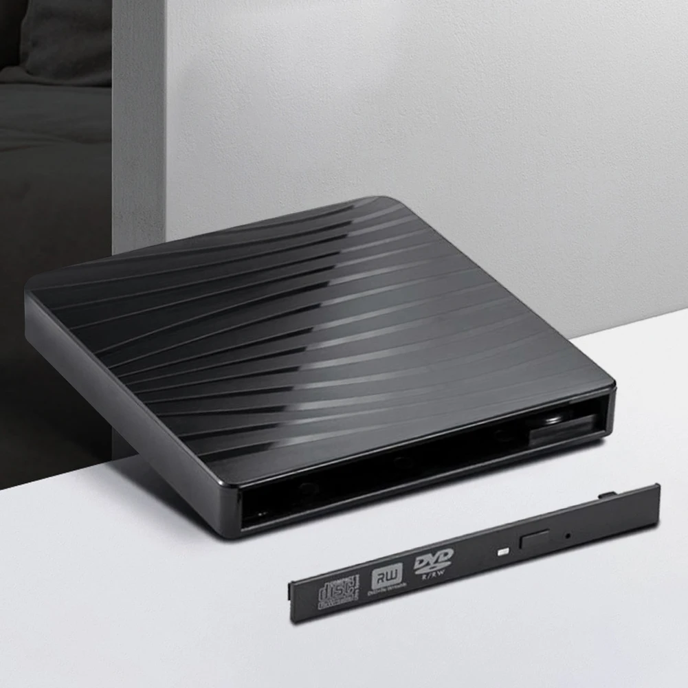 

Drives Enclosure USB 3.0/Type-C with Dual Head Power Cord Drive External Optical Striped Portable for Desktop Computers Laptops