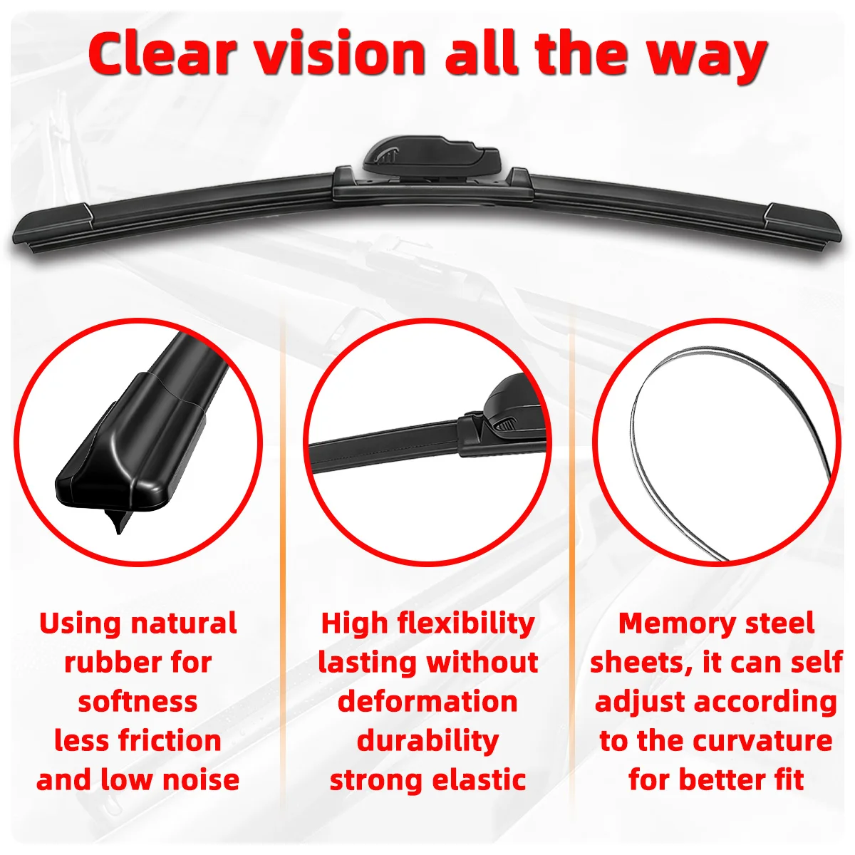 PINMOAP 2PCS Windshield Wiper Blade Replacement Fit For Tesla Model 3/Y 2016-2024 Boneless Silence All-weather Auto Accessories