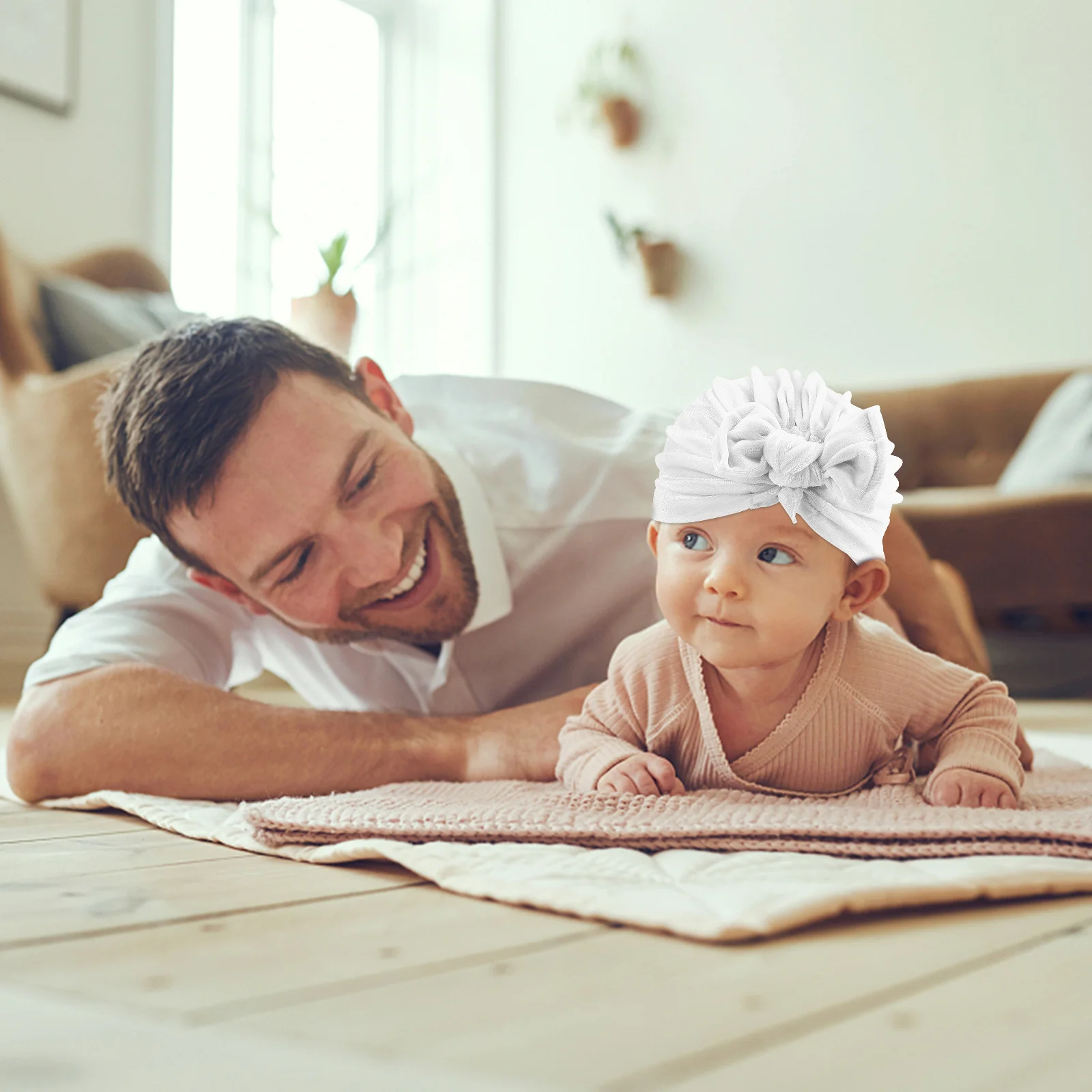 

2Pcs Newborn Bowknot Turban Baby Pleuche Hat Infant Nursery Bow Beanie Soft Comfortable Set Newborn Bow Hat Baby Bowknot Turban