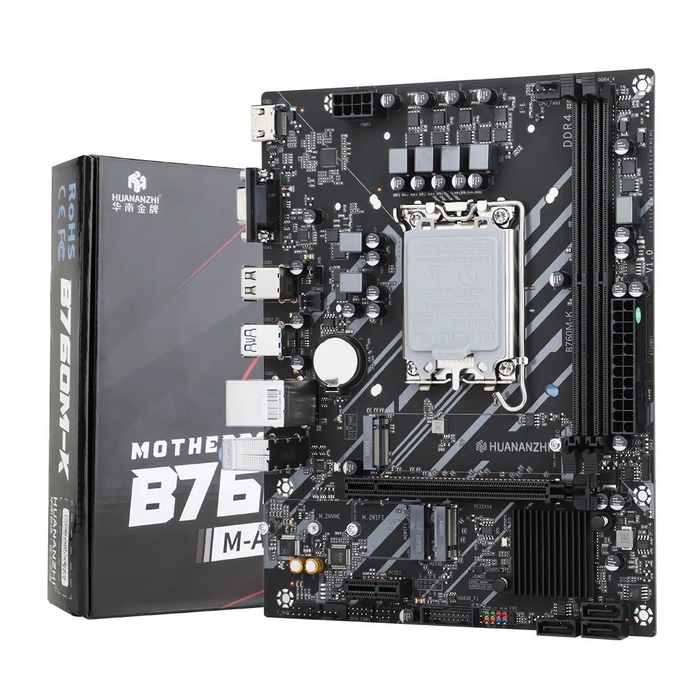 HUANANZHI B760M K M-ATX DDR4 Motherboard Support 12 13 14 Gen B760 Intel LGA 1700 CPU 12100F 12400F 12490F 12600F 12700F 13600F