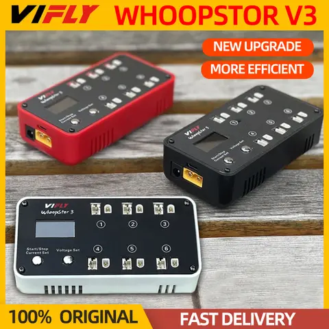 NEUE VIFLY WhoopStor 3 V3 6 Ports 1S LIPO LiHV Batterie Ladegerät Entlader Speicher LCD TYPE-C DC TX60 für RC FPV BT2.0 PH2.0