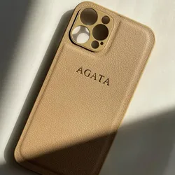 Personalise Name Gold Letters Leather PU Phone Case For iPhone 17 16 15 14 13 12 11 Pro XS Max XR Plus Case Luxury Back Cover