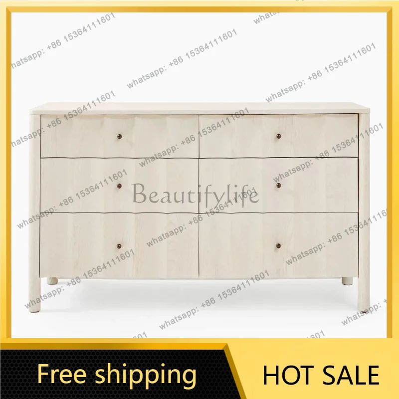Z. White solid wood bedroom 6 chest cabinet nursing table custom small apartment bedside storage cabinet