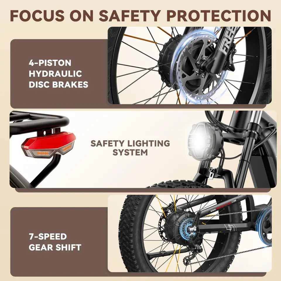 FREESKY Dual Motor 45MPH 120Mile 260NM LG Cells Electric Bike for Adults 6000W,60V 30Ah,AWD Mountain Ebike,26" Fat Tire,Full Suspension,Hydraulic Brakes,UL2849 by TÜV,Off-Road &Commuter &Hunt & Camp image 10