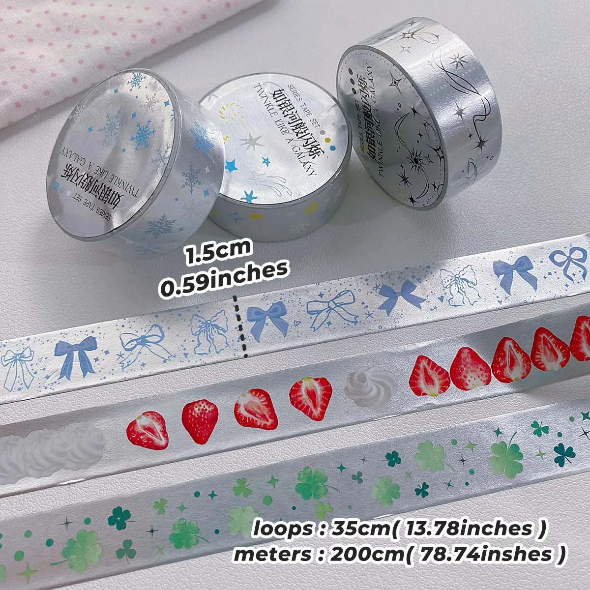 

Galaxy Sparkle Series Washi Tapes Aluminum Foil Tape Korean Ins Style Scrapbook Journal Phone Case DIY Collage Decor Supplies