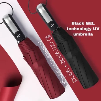 Guarda-chuva dobrável automático de vinil, guarda-chuva Ten Bone, guarda-chuva grande para uso comercial