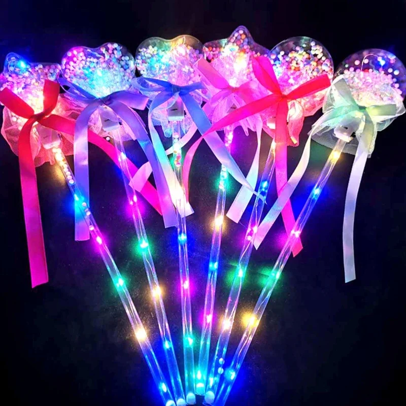 เด็กชายหญิงมือถือ Heart Magical Princess โคมไฟ LED Wand STAGE Performance Props ขายส่ง