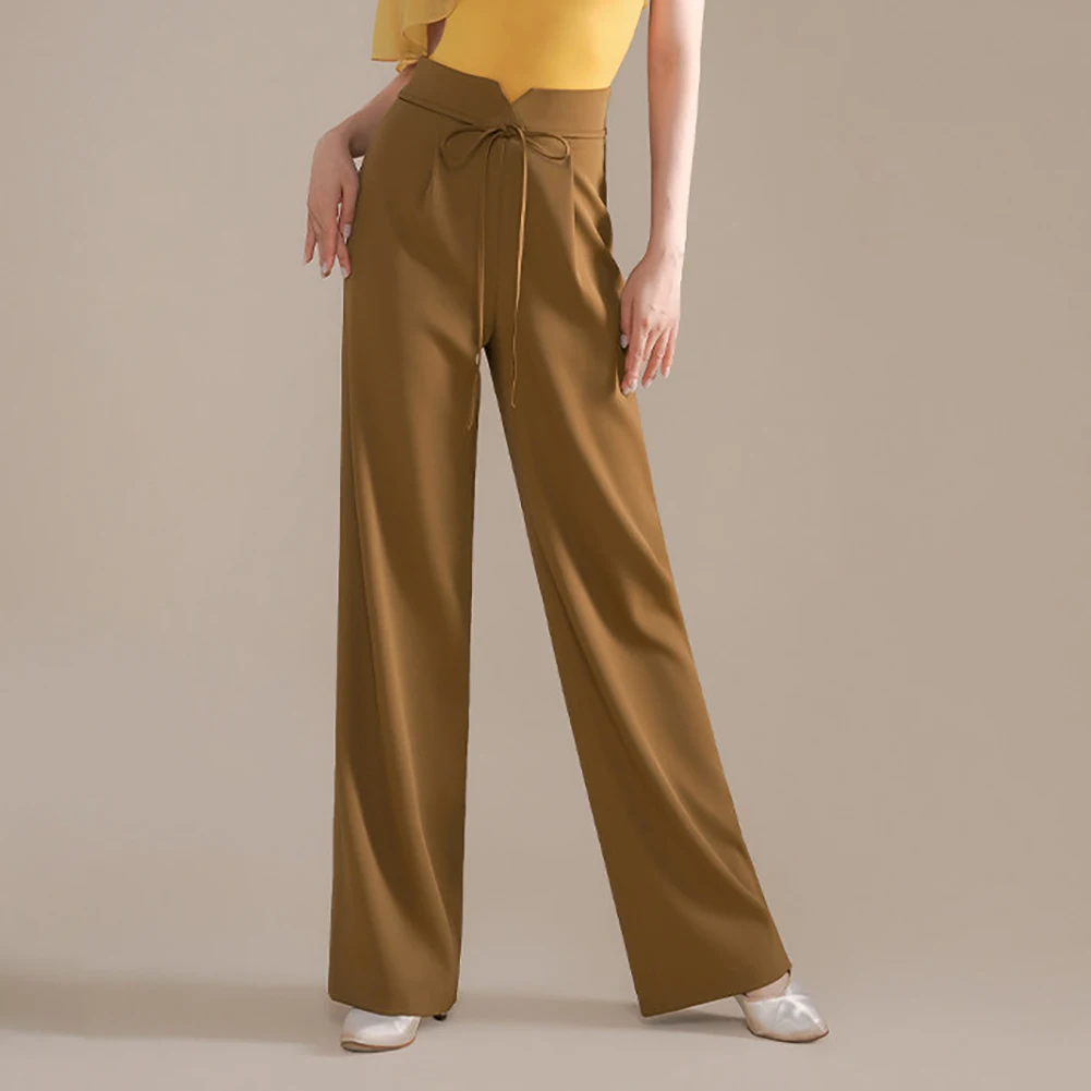 

Lace-Up Pants Modern Dance Indigo Blue Dance Pants Ballroom Dance Straight Black Western-style Hazelnut Coffee Waltz Pants