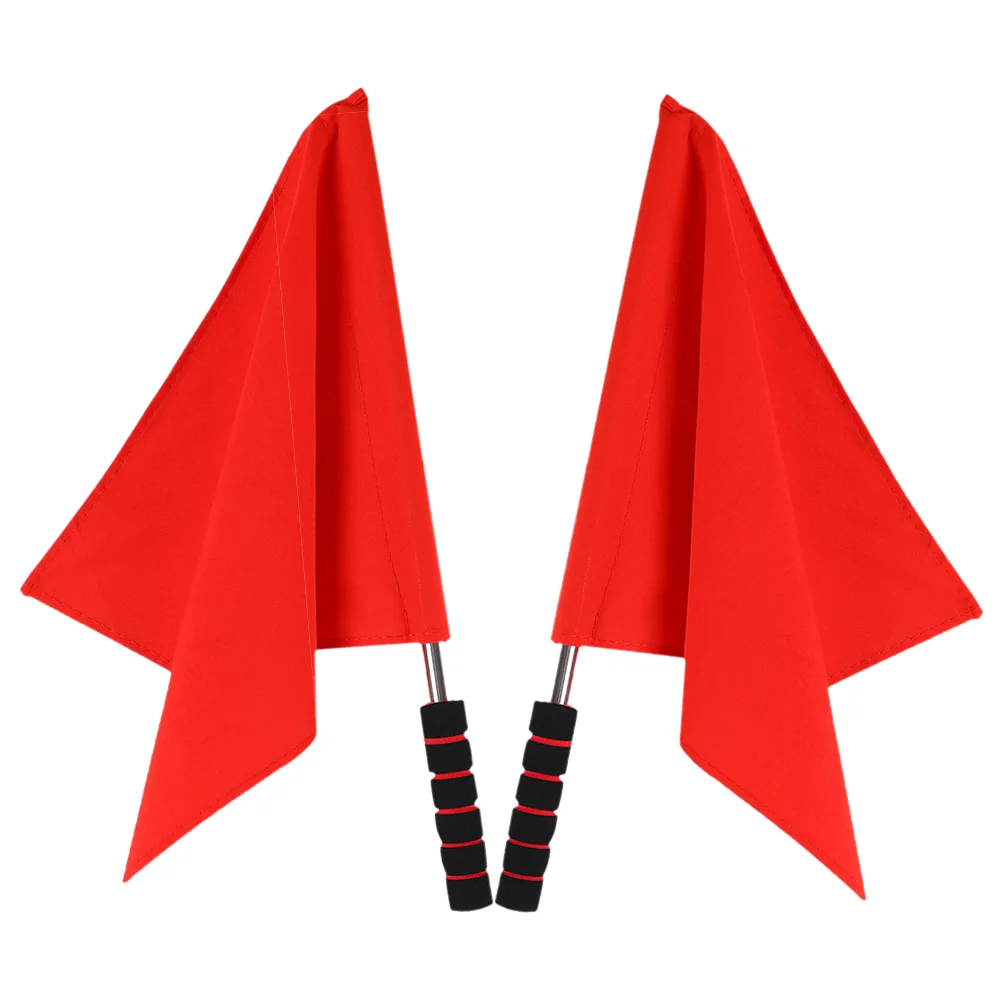

2pcs Starting Flags Handheld Durable Field Red Soccer Linesman Competition Lightweight Portable