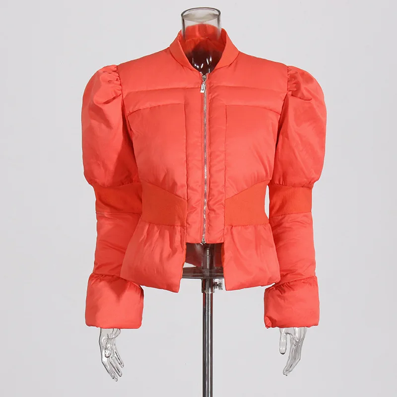 ZAMOR HIGH END Fashion Elegant Women Puffer Coat 2026 New Minimalist Flare Sleeve Slim Fit Solid Color Jacket