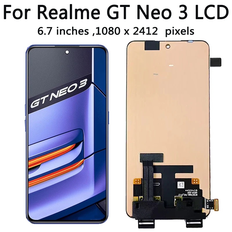 6.7“AMOLED For OPPO Realme GT Neo 3 RMX3560 lcd Display Touch Panel Screen Digitizer Assembly For Realme GT Neo3 RMX3561 LCD