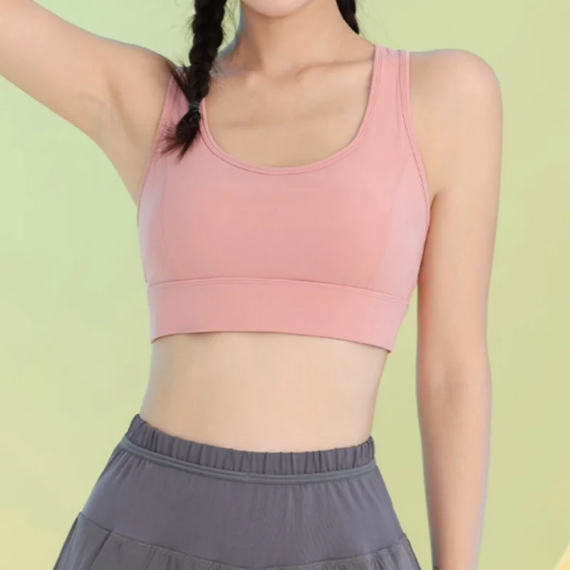 PHIGEER Bra Olahraga Wanita Berdampak Tinggi Tank Top Yoga Sejuk Jaring Belakang Musim Panas Bra Latihan Ringan untuk Pakaian Yoga Luar Ruangan