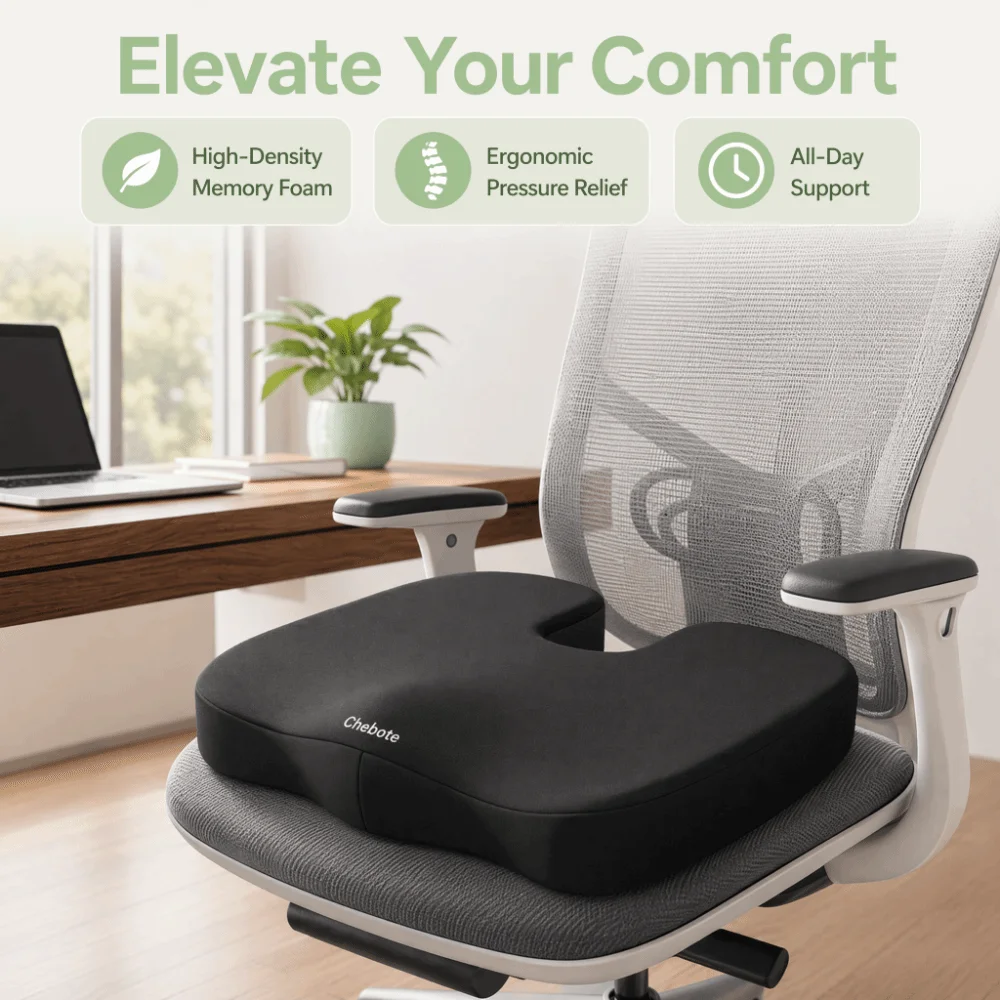 Slow Rebound Memory Foam Seat Cushion Orthopedic Support Non Slip Ergonomic Seat Cushion Pressure Relief ‌No Collapse