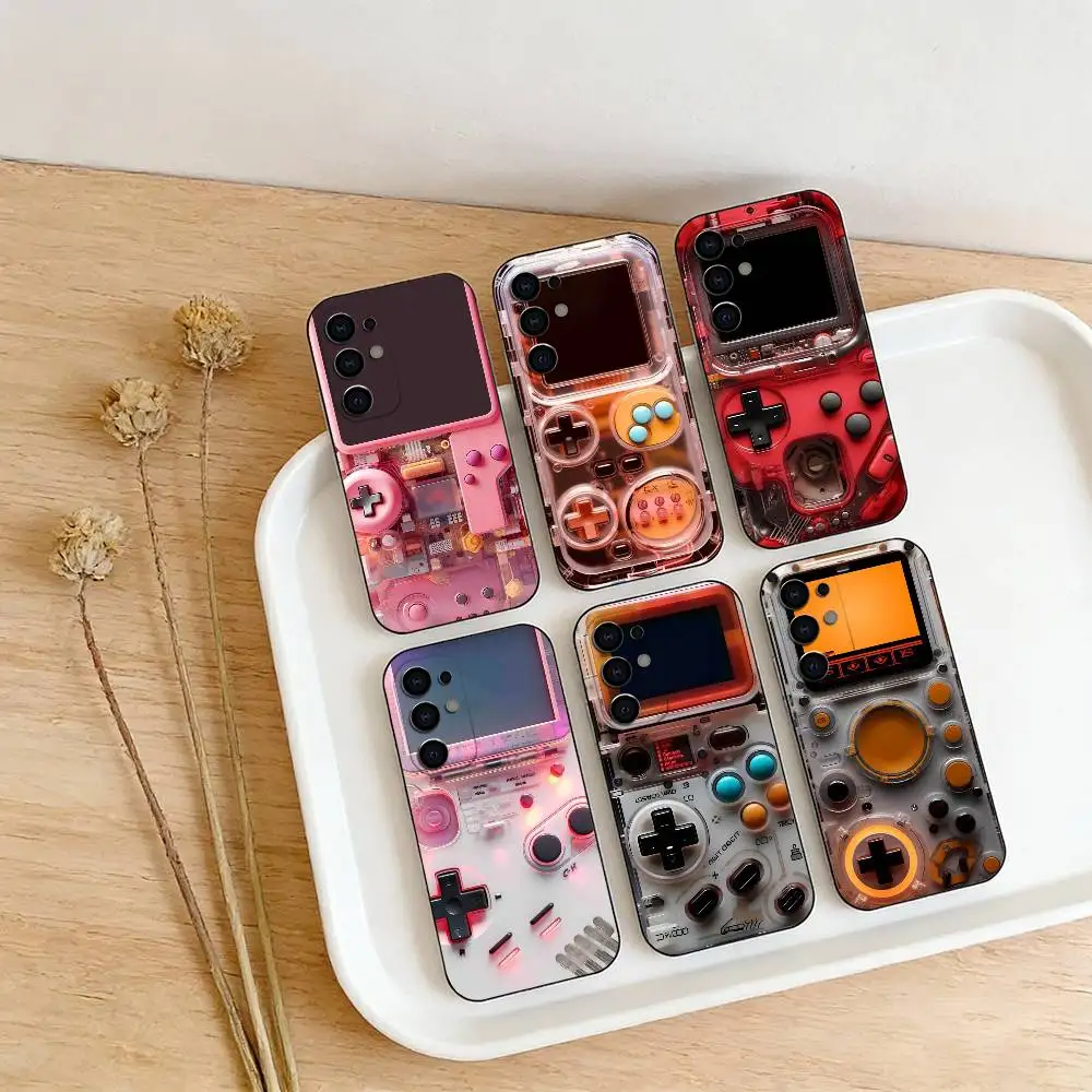 

Technology Game Console Phone Case For Samsung S25,24,23,22,30,21,10,9,Ultra,Plus,Lite Black Soft Case