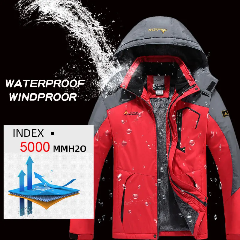 New Hot Winter Ski Suit For Men Waterproof Keep Warm Snow Fleece Jacket Pants Windproof Mountain Snowboard Wear Set Plus Size