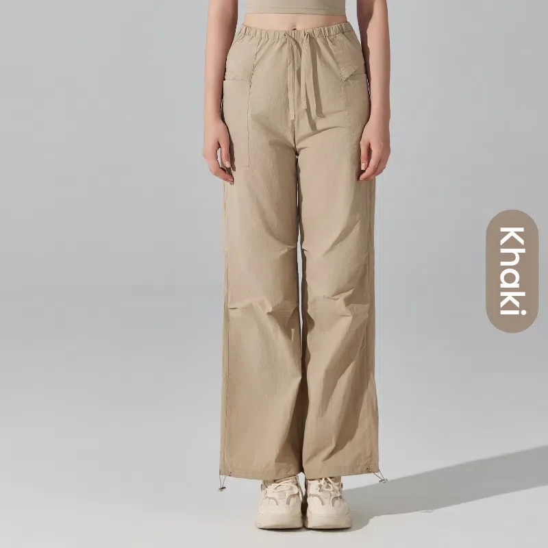 กางเกงกันน้ำสำหรับผู้หญิง เหมาะสำหรับเดินป่า โยคะ กางเกงวอร์มเอวสูง ขากว้าง แฟชั่น ชุดออกกำลังกาย เสื้อผ้าผู้หญิง