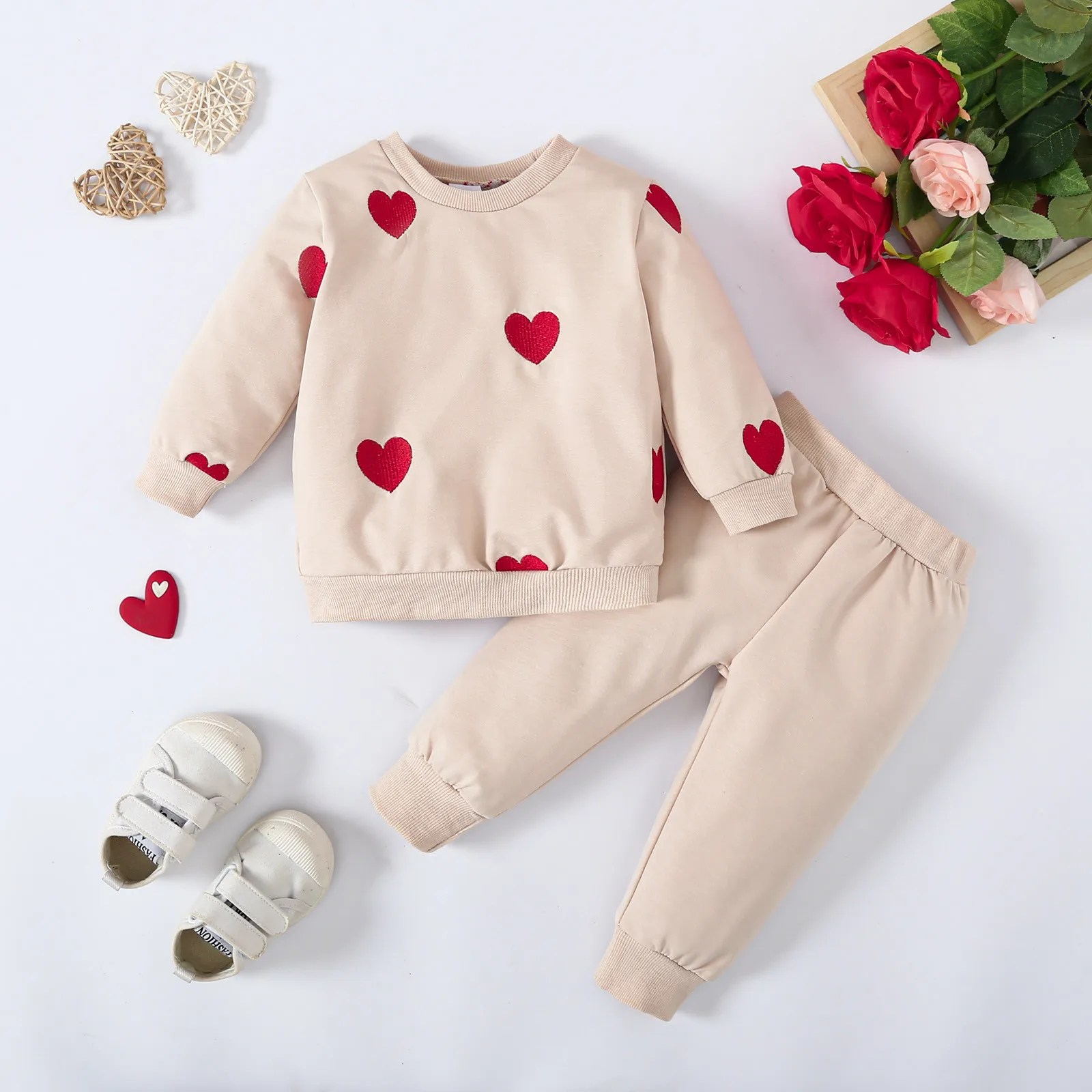 

Baby Girl Summer Outfit Newborn Infant Valentine's Day Girls Boys Long Sleeve Letter Prints Infant Girl Sleepers with Ruffles