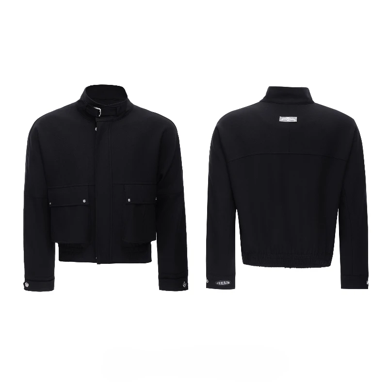 Men's 2025 Autumn New Fashion Cotton 2pcs Male Tooling Short Jackets Multi-Pocket Cargo Pants Sets Solid Color Two-piece Sets