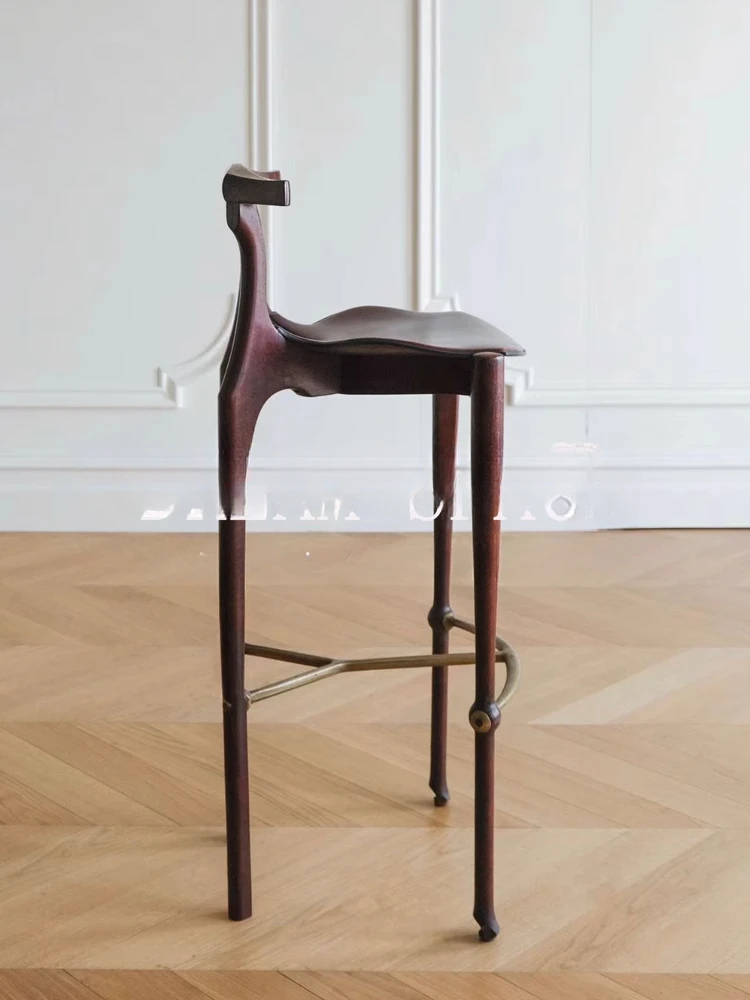 Medieval solid wood bar chair